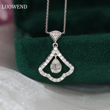 Load image into Gallery viewer, LUOWEND 18K White Gold Real Natural Diamond Pendant Necklace for Women
