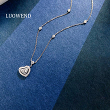 Load image into Gallery viewer, LUOWEND 18K White Gold Natural Diamond Pendant Necklace for Women