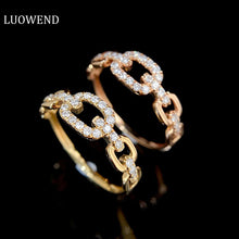 Load image into Gallery viewer, LUOWEND 18K Rose or Yellow Gold Real Natural Diamond Ring for Women