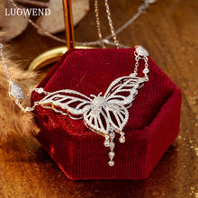 Load image into Gallery viewer, LUOWEND 18K White Gold Real Natural Diamond Pendant Necklace for Women