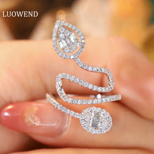 Load image into Gallery viewer, LUOWEND 18K White Gold Real Natural Diamond Ring for Women