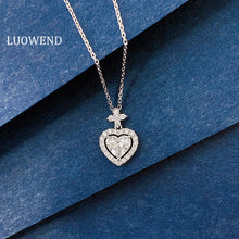Load image into Gallery viewer, LUOWEND 18K White Gold Natiural Diamond Pendant Necklace for Women