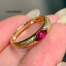 Load image into Gallery viewer, LUOWEND 18K Yellow Gold Natural Ruby Ring for Women