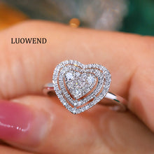 Load image into Gallery viewer, LUOWEND 18K White Gold Natural Diamond Ring for Women