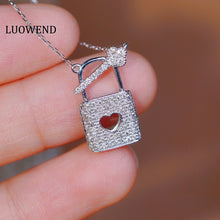 Load image into Gallery viewer, LUOWEND 18K White Gold Real Natural Diamond Pendant Necklace for Women