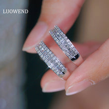 Load image into Gallery viewer, LUOWEND 18K White Gold Real Natural Diamond Ring for Women