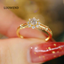 Load image into Gallery viewer, LUOWEND 18K White or Yellow Gold Real Natural Diamond Ring for Women