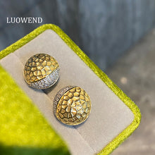 Load image into Gallery viewer, LUOWEND 18K Yellow Gold Natural Diamond Earrings for Women