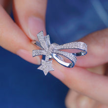 Load image into Gallery viewer, LUOWEND 18K White Gold Real Natural Diamond Ring for Women