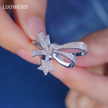 Load image into Gallery viewer, LUOWEND 18K White Gold Real Natural Diamond Ring for Women
