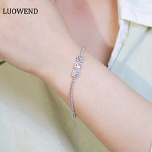 Load image into Gallery viewer, LUOWEND 18K White Gold Real Natural Diamond Bracelet for Women
