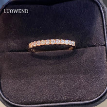 Load image into Gallery viewer, LUOWEND 18K Rose Gold Real Natural Diamond Ring for Women