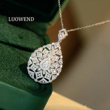 Load image into Gallery viewer, LUOWEND 18K White Gold Natural Diamond Necklace for Women
