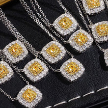 Load image into Gallery viewer, LUOWEND 18K White Gold Real Natural Yellow Diamond Pendant Necklace for Women