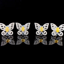 Load image into Gallery viewer, LUOWEND 18K White Gold Real Natural Yellow Diamond Stud Earrings for Women