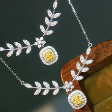 Load image into Gallery viewer, LUOWEND 18K White Gold Real Natural Yellow Diamond Pendant Necklace for Women