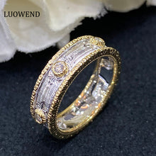 Load image into Gallery viewer, LUOWEND 18K White and Yellow Gold Real Natural Diamond Ring for Women