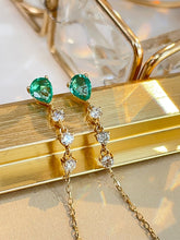 Load image into Gallery viewer, LUOWEND 18K Yellow Gold Fine Jewelry Real Natural Emerald Earrings for Women