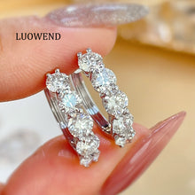 Load image into Gallery viewer, LUOWEND 18K White/Yellow Gold Fine Jewelry Real Natural Diamond Hoop Earrings for Women
