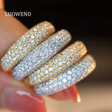 Load image into Gallery viewer, LUOWEND 18K White/Yellow Gold Natural Diamond Ring for Women