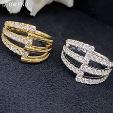Load image into Gallery viewer, LUOWEND 18K White or Yellow Gold Real Natural Diamond Ring for Women