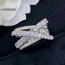 Load image into Gallery viewer, LUOWEND 18K White Gold Real Natural Diamond Ring for Women