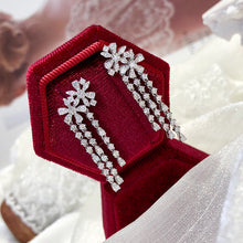 Load image into Gallery viewer, LUOWEND 18K White Gold Real Natural Diamond Drop Earrings for Women