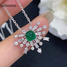 Load image into Gallery viewer, LUOWEND 18K White Gold Real Natural Emerald Gemstone Necklace for Women