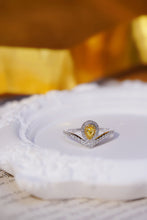 Load image into Gallery viewer, LUOWEND 18K White Gold Natural Yellow Diamond Ring for Women