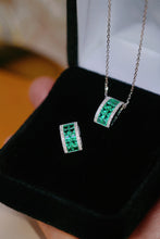 Load image into Gallery viewer, LUOWEND 18K White Gold Real Natural Diamond and Emerald Necklace for Women