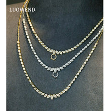 Load image into Gallery viewer, LUOWEND 18K White/Yellow Gold Natural Diamond Necklace for Women