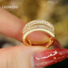 Load image into Gallery viewer, LUOWEND 18K White or Yellow Gold Real Natural Diamond Ring for Women