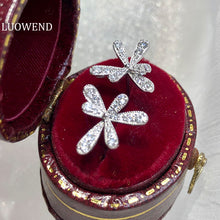 Load image into Gallery viewer, LUOWEND 18K White Gold Real Natural Diamond Stud Earrings for Women