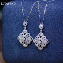 Load image into Gallery viewer, LUOWEND 18K White Gold Real Natural Diamond Pendant Necklace for Women