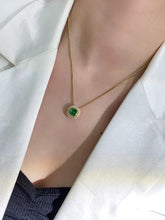 Load image into Gallery viewer, LUOWEND 18K Yellow Gold Real Natural Emerald Gemstone Necklace for Women