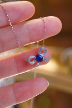 Load image into Gallery viewer, LUOWEND 18K White Gold Real Natural Diamond and Sapphire Necklace for Women