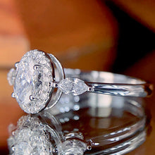 Load image into Gallery viewer, LUOWEND 18K White Gold Real Natural Diamond Ring for Women