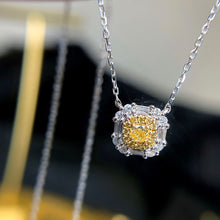 Load image into Gallery viewer, LUOWEND 18K White Gold Real Natural Yellow Diamond Pendant Necklace for Women