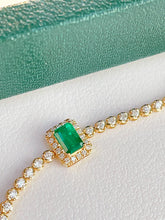 Load image into Gallery viewer, LUOWEND 18K Yellow Gold Fine Jewelry Natural Emerald Bracelet for Women