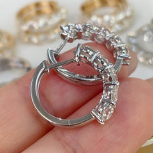 Load image into Gallery viewer, LUOWEND 18K White/Yellow Gold Fine Jewelry Real Natural Diamond Hoop Earrings for Women