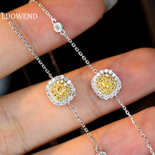Load image into Gallery viewer, LUOWEND 18K White Gold Real Natural Yellow Diamond Diamond Bracelet for Women
