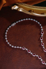 Load image into Gallery viewer, LUOWEND 18K White Gold Real Natural Diamond and Ruby Necklace for Women