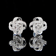 Load image into Gallery viewer, LUOWEND 18K White or Rose Gold Real Natural Diamond Stud Earrings for Women