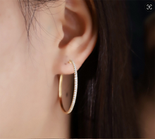 Load image into Gallery viewer, LUOWEND 18K Yellow or Rose Gold Natural Diamond Hoop Earrings for Women