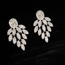 Load image into Gallery viewer, LUOWEND 18K White Gold Real Natural Diamond Stud Earrings for Women