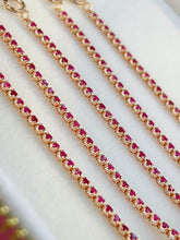 Load image into Gallery viewer, LUOWEND 18K White/Yellow Gold Fine Jewelry Natural Ruby Bracelet for Women
