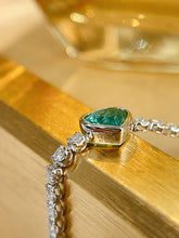 Load image into Gallery viewer, LUOWEND 18K White Gold Fine Jewelry Natural Emerald Bracelet for Women