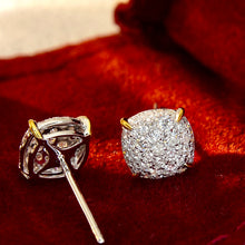 Load image into Gallery viewer, LUOWEND 18K White and Yellow Gold Real Natural Diamond Stud Earrings for Women