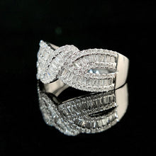 Load image into Gallery viewer, LUOWEND 18K White Gold Real Natural Diamond Ring for Women
