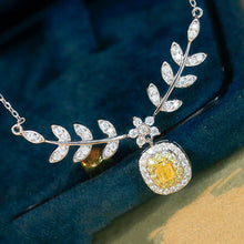 Load image into Gallery viewer, LUOWEND 18K White Gold Real Natural Yellow Diamond Pendant Necklace for Women